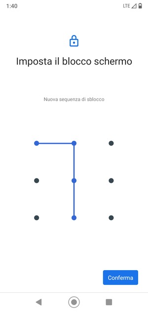 Disegna nuovamente la sequenza di sblocco e seleziona Conferma