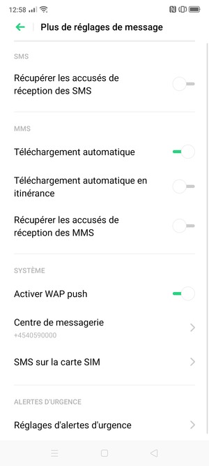 Sélectionnez Centre de messagerie
