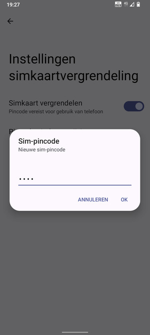 Voer uw Nieuwe sim-pincode in en selecteer OK