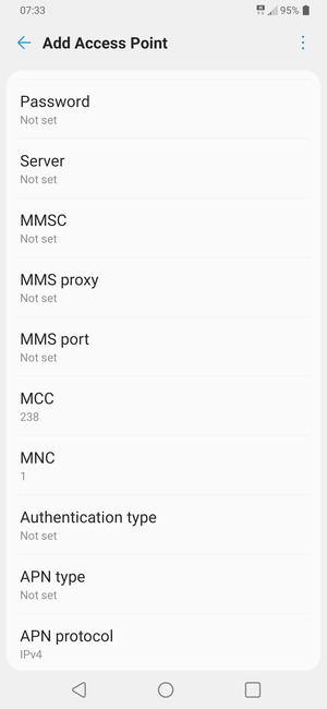 Scroll down and enter MMS information