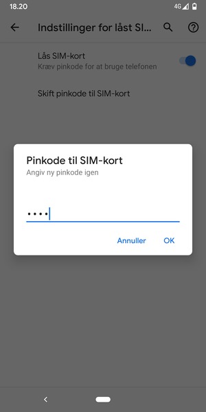 Bekræft din nye pinkode til SIM-kort og vælg OK