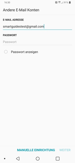 Geben Sie Ihre Gmail Adresse ein und wählen Sie Passwort