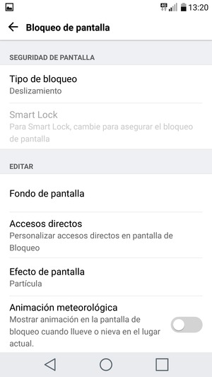 Seleccione Tipo de bloqueo