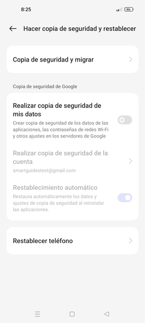 Active Realizar copia de seguridad de mis datos