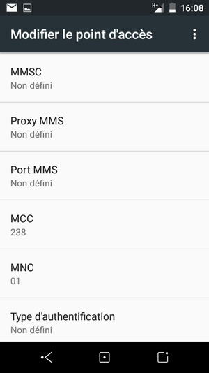 Faites défiler vers le bas et saisissez les informations MMS