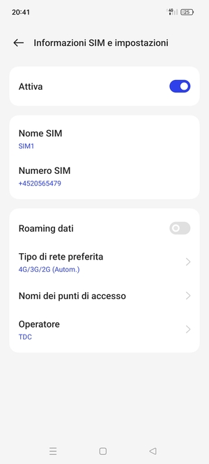 Per modificare la rete, in presenza di problemi, seleziona Operatore