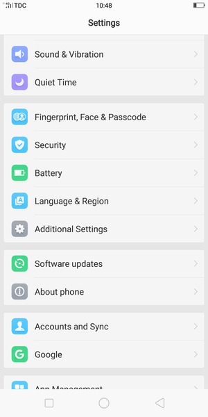 Scroll to and select Additional Settings