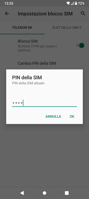 Inserisci PIN della SIM attuale e seleziona OK