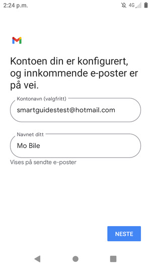 Gi kontoen din et navn, og skriv inn navnet ditt. Velg NESTE