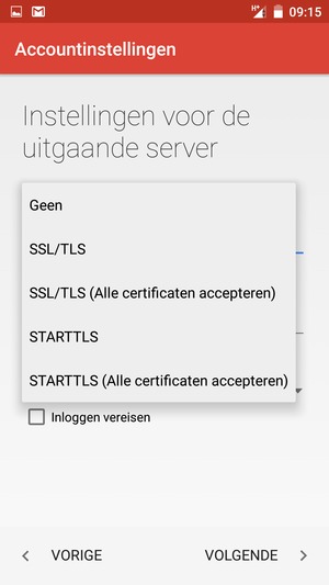 Selecteer Geen en VOLGENDE