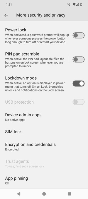 Scroll to and select SIM lock