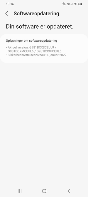Hvis din telefon er opdateret, vil du se følgende skærmbillede
