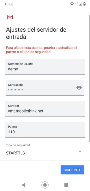 Seleccione Tipo de seguridad