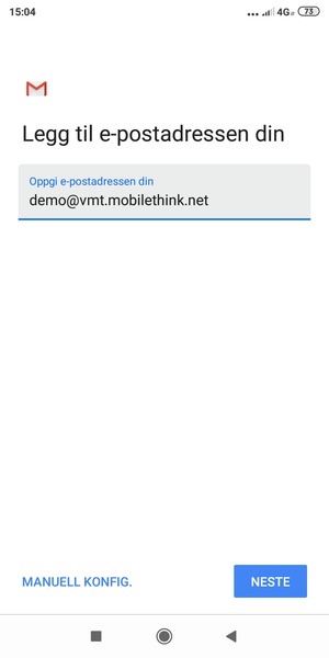 Skriv inn e-postadresse og velg NESTE