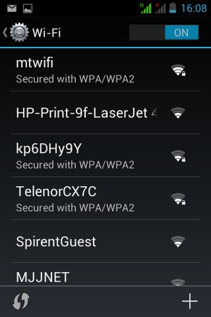 Select the wireless network you want to connect to