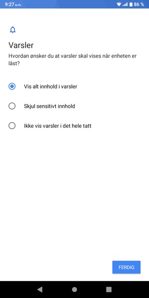 Velg ønsket alternativ og velg FERDIG