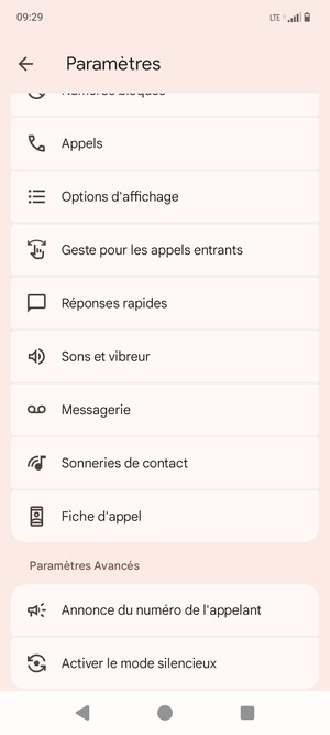 Faites défiler et sélectionnez Messagerie