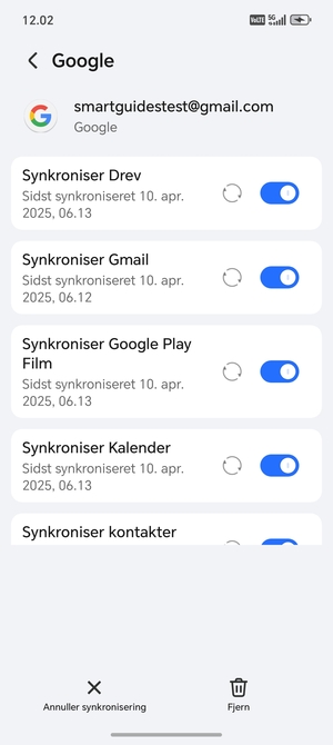 Dine oplysninger vil blive synkroniseret