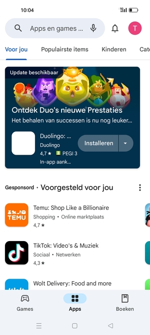 Selecteer de zoekbalk