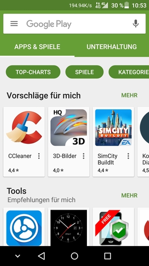 Wählen Sie die Suchleiste