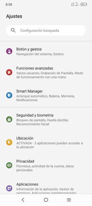 Desplácese y seleccione Seguridad y biometría