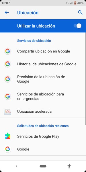 Desactive Utilizar la ubicación