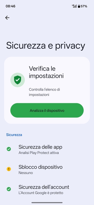 Per attivare il blocco dello schermo, vai al menu Sicurezza e privacy e seleziona Sblocco dispositivo