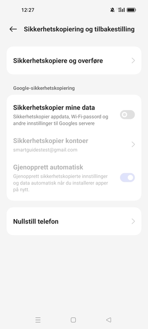 Slå på Sikkerhetskopier mine data