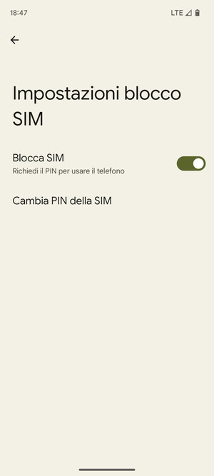 Seleziona Cambia PIN della SIM