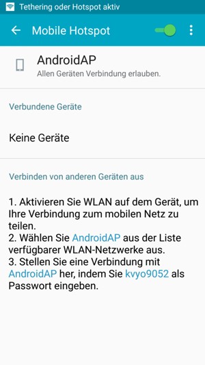 Ihr Handy ist jetzt für die Verwendung als Modem eingerichtet