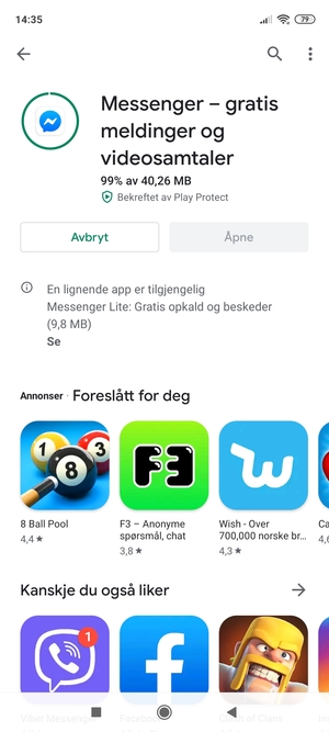 Vent til installasjonen er ferdig