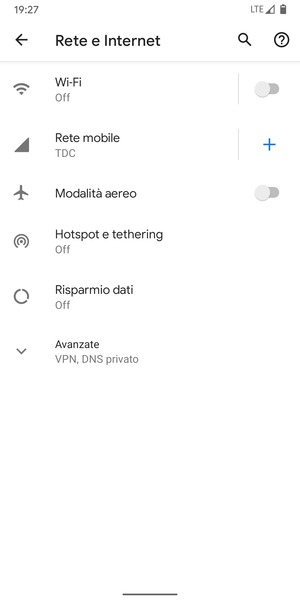 Seleziona Rete mobile