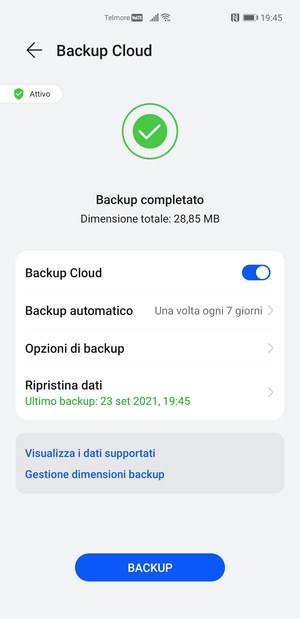 Il backup è stato creato