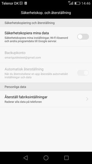 Aktivera Säkerhetskopiera mina data