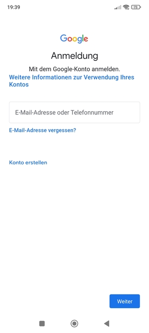 Geben Sie Ihre Gmail Adresse ein und wählen Sie Weiter