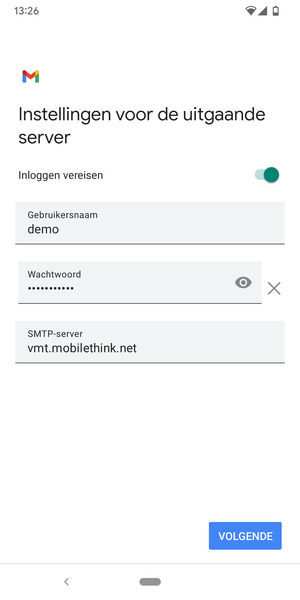 Voer Uitgaand serveradres in