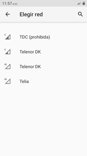 Seleccione un operador de red de la lista