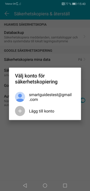 Tryck på ditt säkerhetskopieringskonto