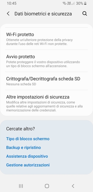 Scorri e seleziona Altre impostazioni di sicurezza