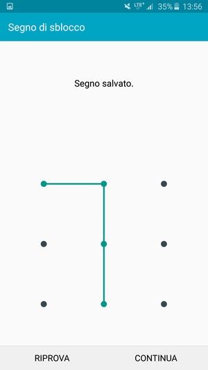 Disegna una sequenza di sblocco e seleziona CONTINUA