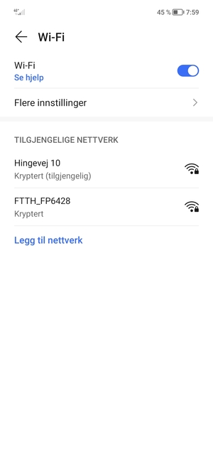 Velg det trådløse nettverket du vil koble til