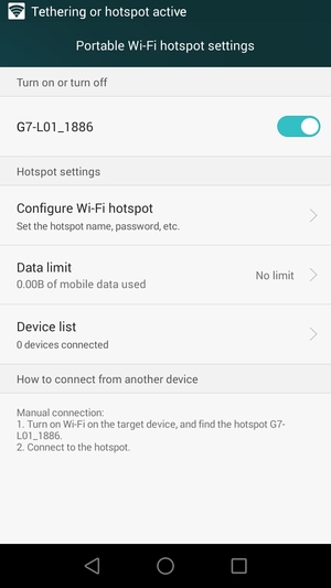 Your phone is now set up for use as a modem