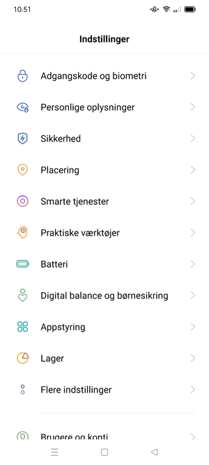Scroll til og vælg Sikkerhed