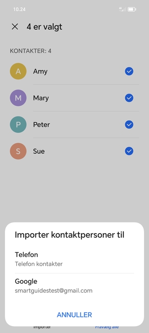 Vælg din Google konto