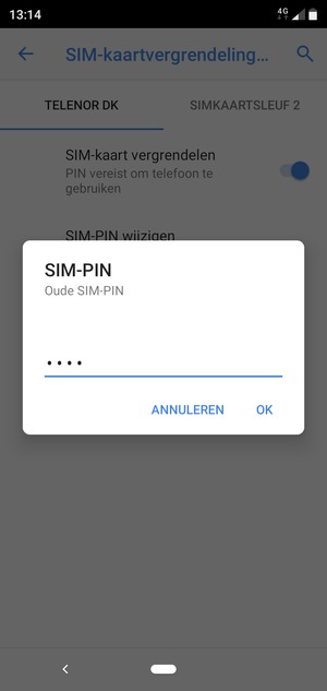 Voer uw Oude SIM-PIN in en selecteer OK
