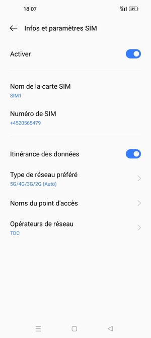 Activer ou désactiver Itinérance des données