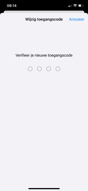 Verifeer je nieuwe toegangscode in