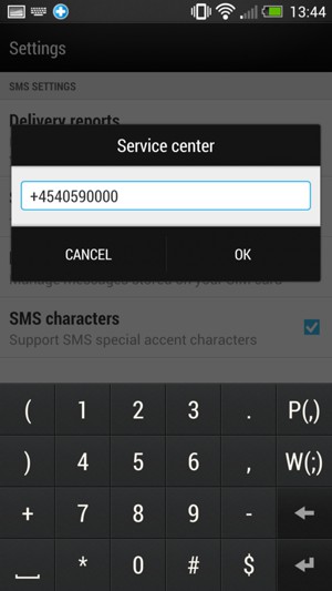Enter the Service center number and select OK