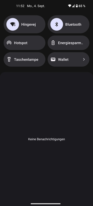 Ziehen Sie erneut das obere Menü nach unten