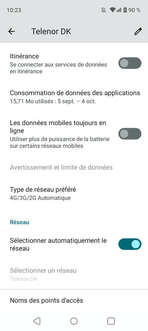 Faites défiler et sélectionnez Type de réseau préféré